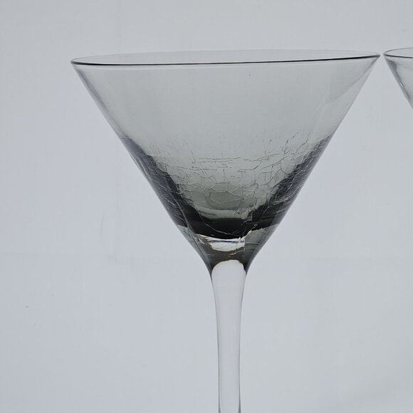 Pier 1 Smoke Crackle Martini Glasses 7.5" discontinued grey goblets 10z set- 2 - Picture 4 of 8